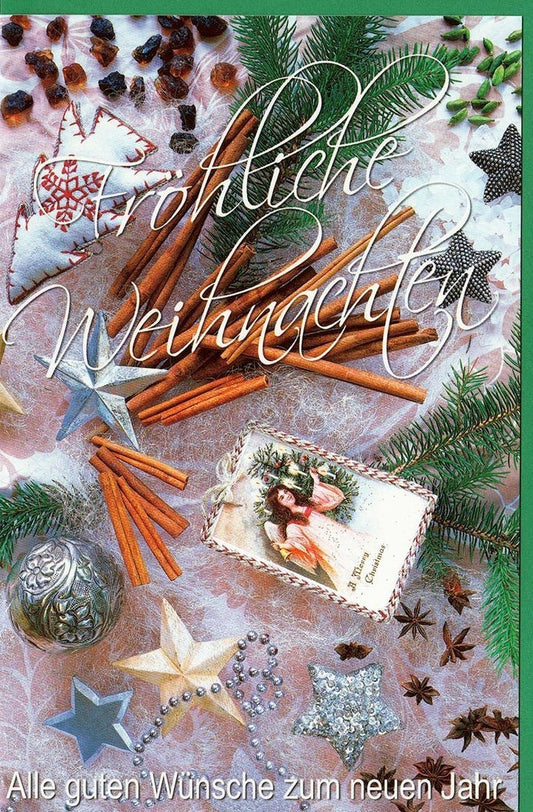 Weihnachtsgrußkarte in Grün - Fröhliche Weihnachten mit Kuvert