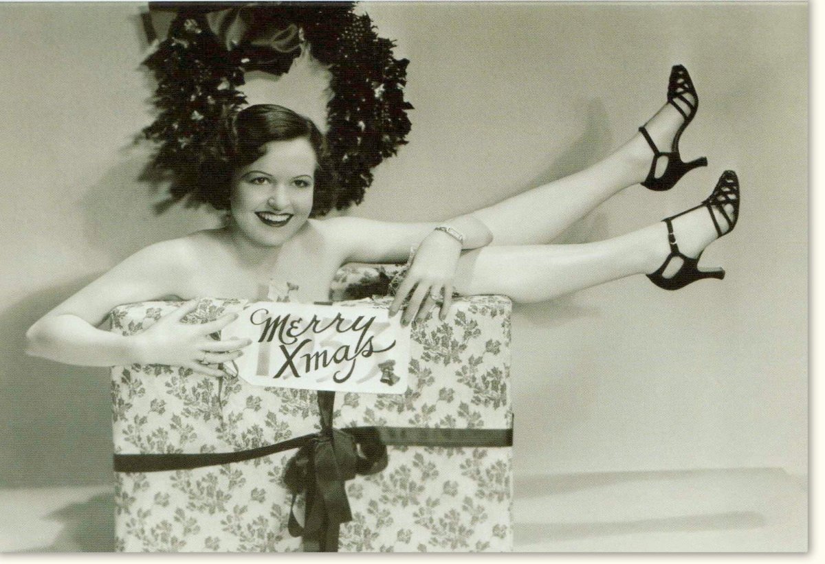 Weihnachtsgrußkarte "Merry Xmas" im Retro - Stil, Schwarz - Weiß Design für Frauen, Vintage Eleganz für festliche Grüße und stilvolle Feiertage