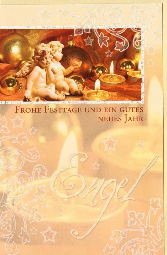 Weihnachtsgrußkarte mit Engel und Kerzenmotiv – Festliche Grüße zur besinnlichen Zeit