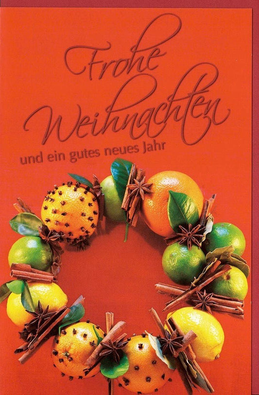 Weihnachtsgrußkarte mit festlichem Obstkranz - Design