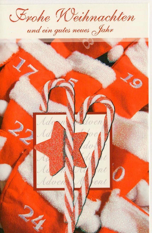 Weihnachtsgrußkarte mit festlichen Socken - Motiv für besinnliche Grüße