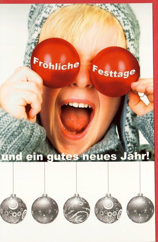 Weihnachtsgrußkarte mit Kugelmotiv – Besinnliche Festtagsgrüße