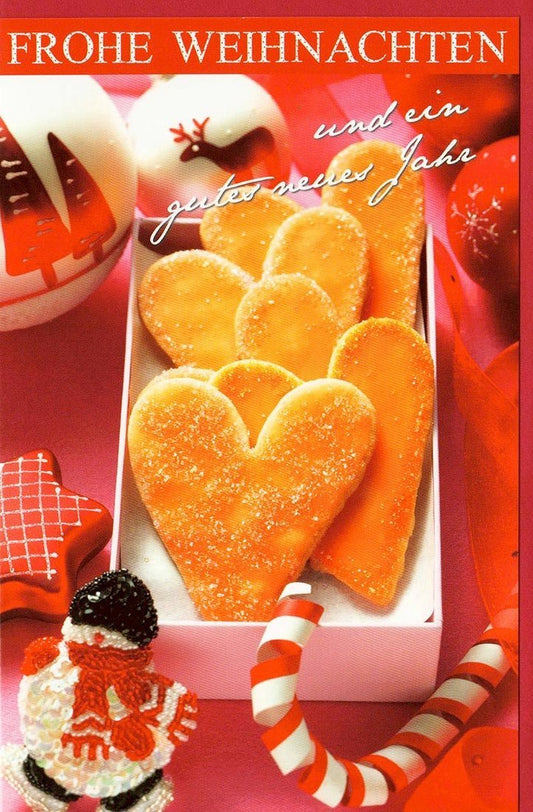 Weihnachtsgrußkarte mit Lebkuchenherz - Motiv – Festliche Grüße zur Weihnachtszeit