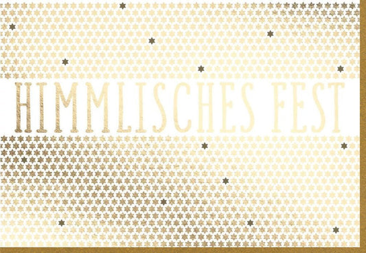 Weihnachtsgrußkarte mit Sternendesign und goldener Schrift – Himmlische Grüße für die festliche Jahreszeit im Dezember.