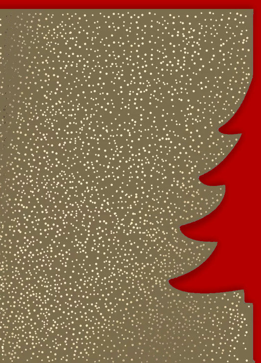 Weihnachtsgrußkarte: Strahlender Glitzerbaum in Rot & Gold - Stilvolle Grüße für Ihre Liebsten