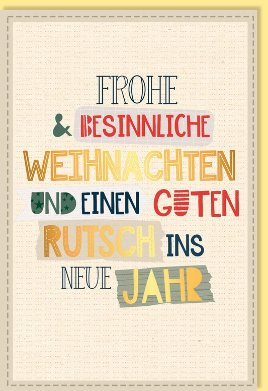 Weihnachtskarte – Premium Grußkarte aus Zuckerrohrpapier mit Goldfolie, Festlich & Besinnlich für die Feiertage