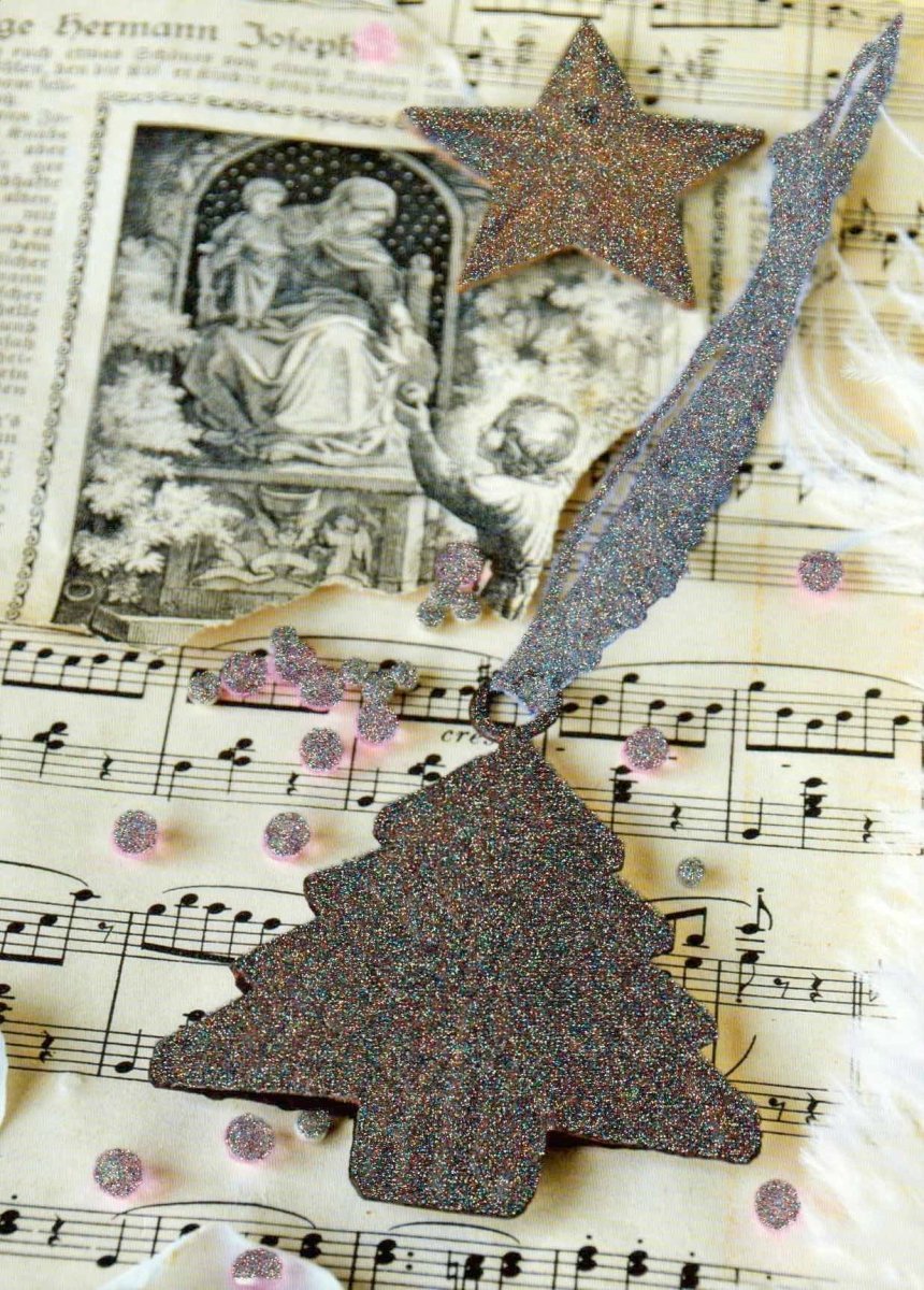 Weihnachtspostkarte als Weihnachtsbaumanhänger: Frohe Weihnachten Botschaft