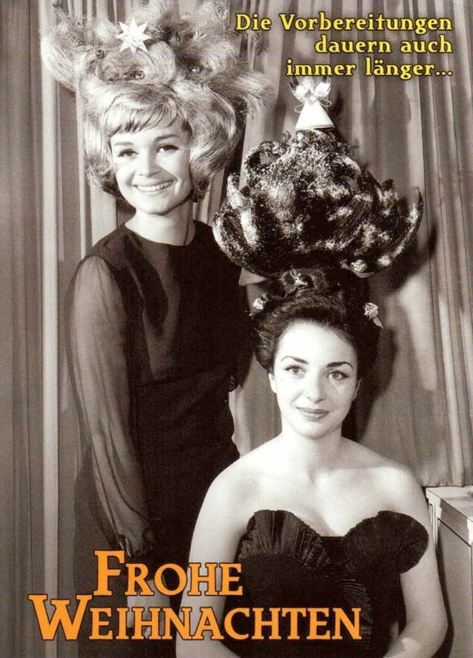 Weihnachtspostkarte: Die Vorbereitungen ziehen sich hin - Fröhliche Festtage!