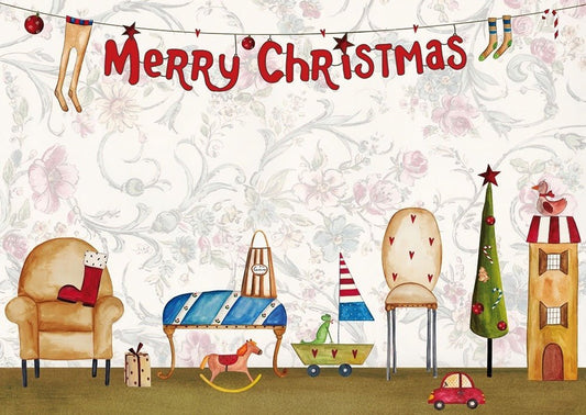Weihnachtspostkarte: Festliche Grüße aus dem Wohnzimmer - Merry Christmas