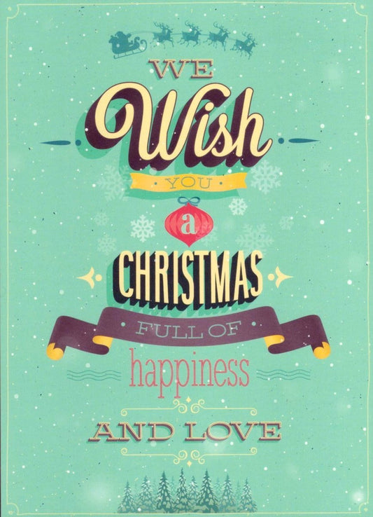 Weihnachtspostkarte: Frohe Weihnachten voller Glück und Liebe wünschen wir dir