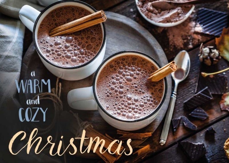 Weihnachtspostkarte: Gemütliche Kakaotassen für ein warmes und behagliches Fest