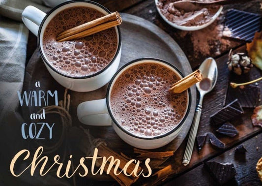Weihnachtspostkarte: Gemütliche Kakaotassen für ein warmes und behagliches Fest