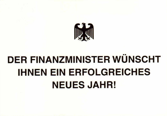 Weihnachtspostkarte humorvoll: Der Finanzminister sorgt für festliche Lacher