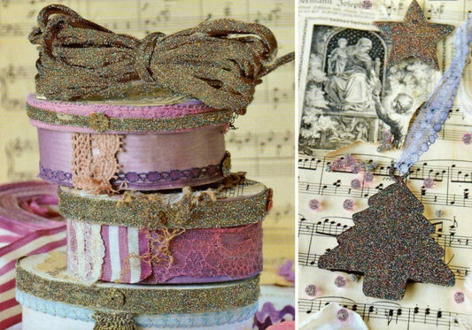 Weihnachtspostkarte mit 2 Fotos: Geschenke & Weihnachtsnoten - Frohe Weihnachten