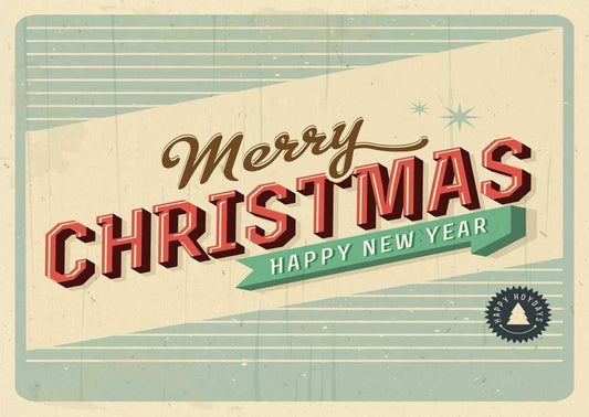 Weihnachtspostkarte mit Retro - Design: Merry Christmas Grußkarte für festliche Grüße