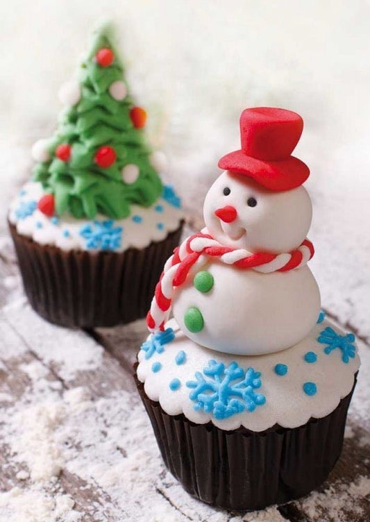 Weihnachtspostkarte mit Schneemann und Tannenbaum - Festliche Grüße zur Weihnachtszeit