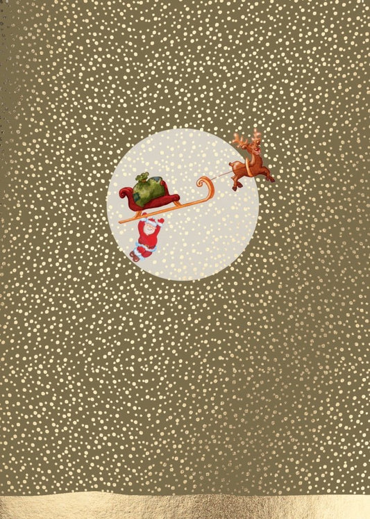 Weihnachtspostkarte: Schneemann auf Schlitten - Festliche Grüße für die Winterzeit