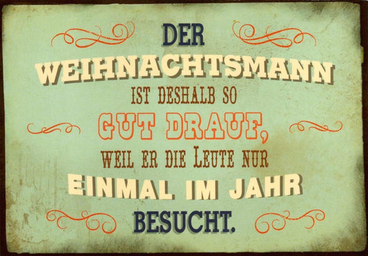 Weihnachtspostkarte: Warum der Weihnachtsmann immer so fröhlich ist