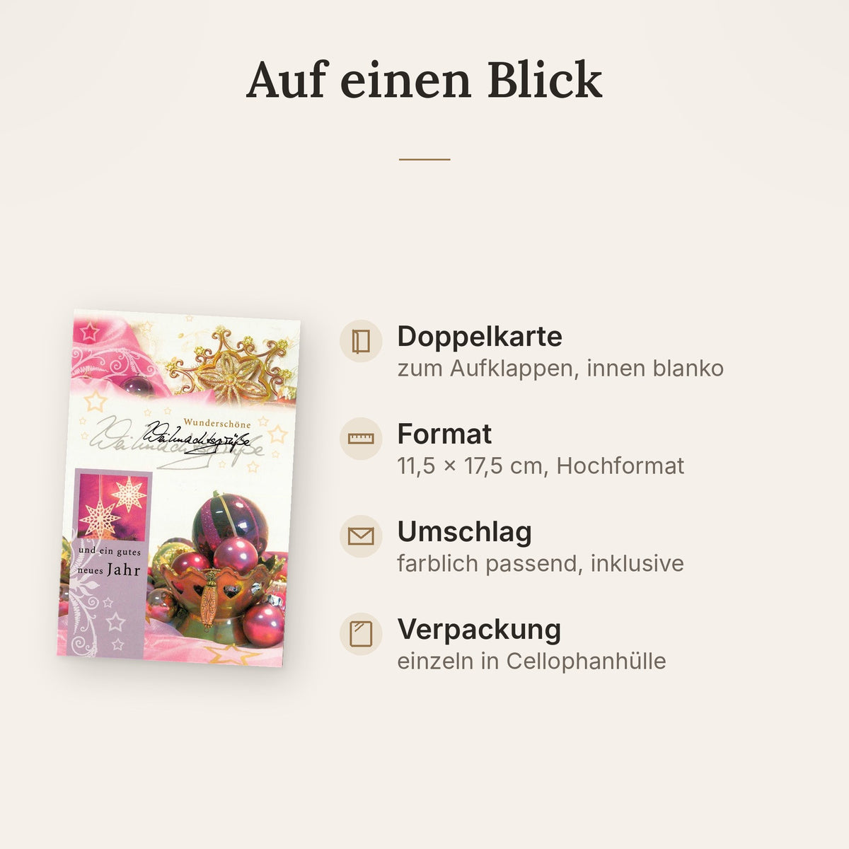 Doppelkarte: Format, Veredelung und Lieferumfang auf einen Blick