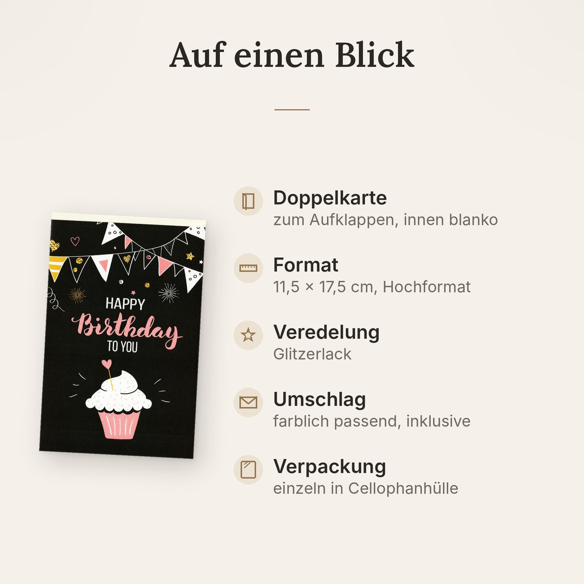Doppelkarte: Format, Veredelung und Lieferumfang auf einen Blick