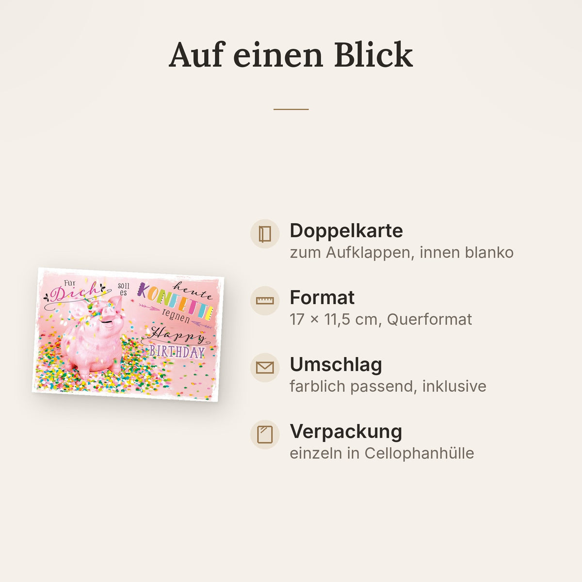 Doppelkarte: Format, Veredelung und Lieferumfang auf einen Blick