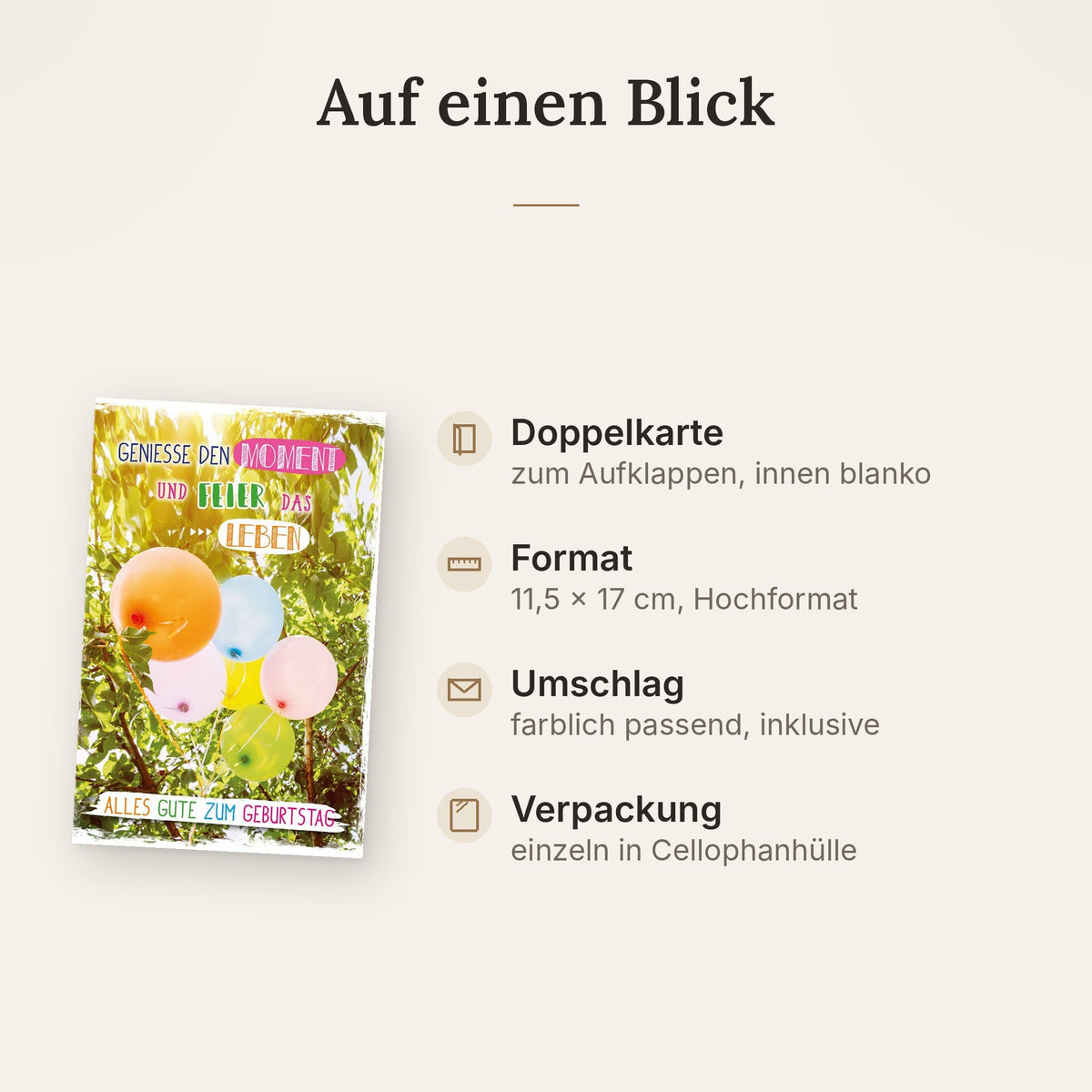 Doppelkarte: Format, Veredelung und Lieferumfang auf einen Blick