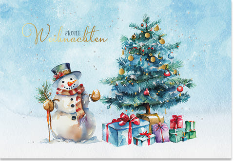 Weihnachtskarten-Set "Winterzauber" - 6 hochwertige Doppelkarten mit Aquarell-Designs und Umschlägen