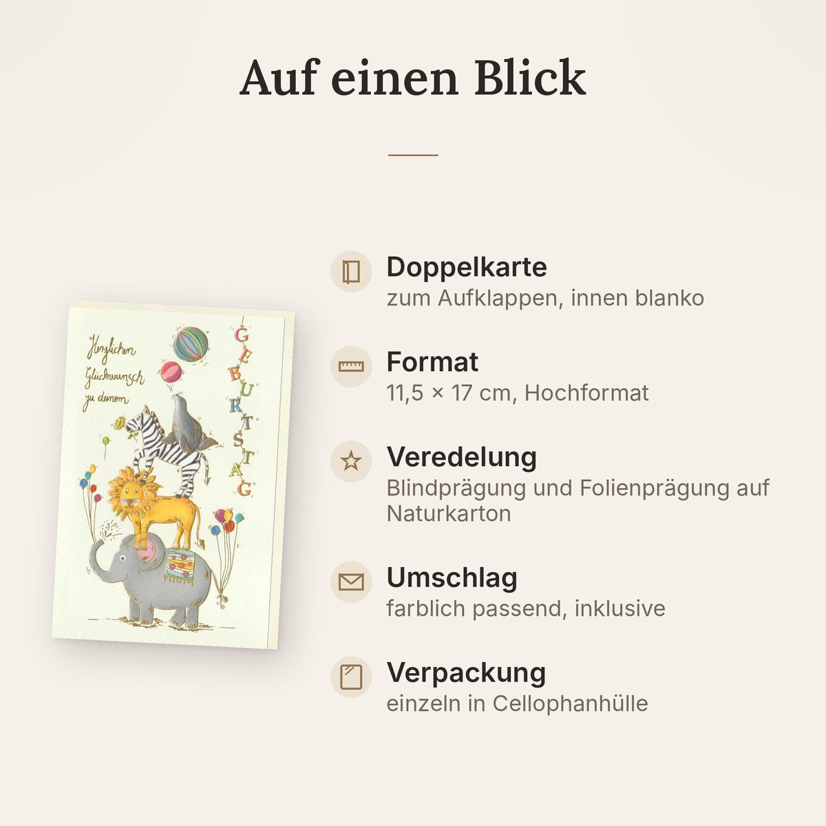 Doppelkarte: Format, Veredelung und Lieferumfang auf einen Blick