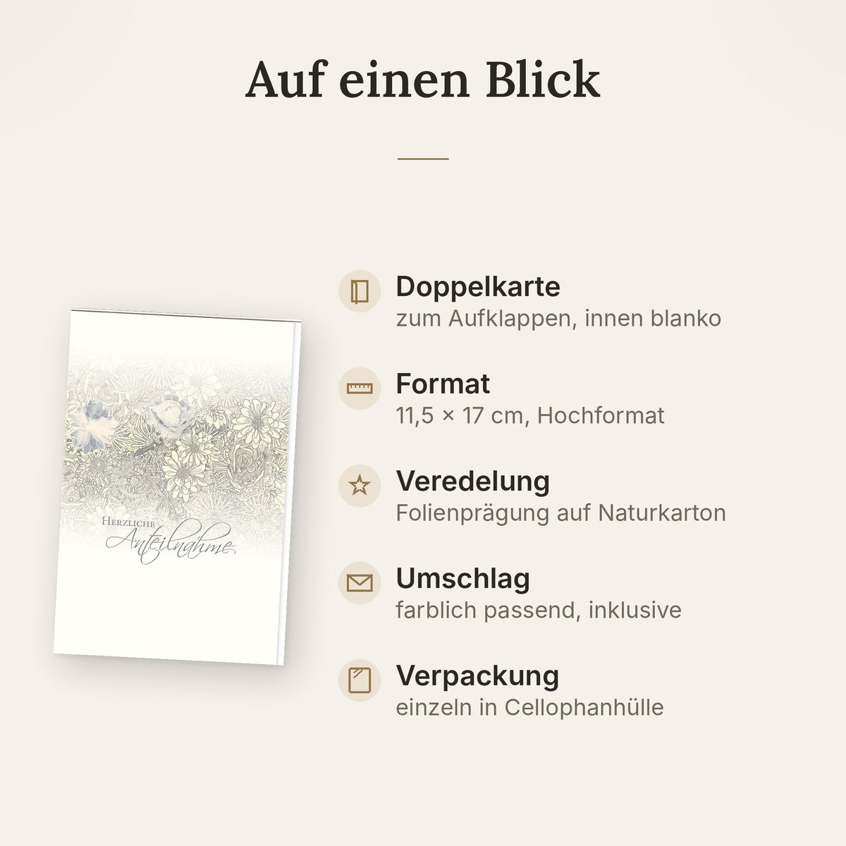 Doppelkarte: Format, Veredelung und Lieferumfang auf einen Blick