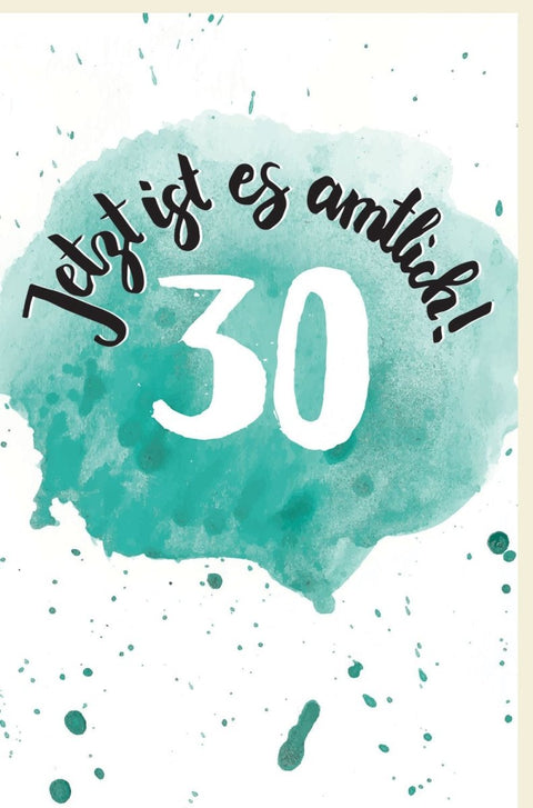30. Geburtstag Aquarellkarte - Festliche Jubiläumskarte für Erwachsene, Runder Meilenstein Dekoration