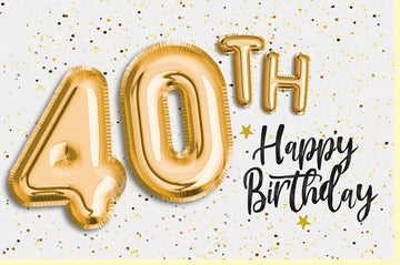 40. Geburtstagskarte - Stilvolle Glückwunschkarte mit Goldglimmer und Konfetti - Design