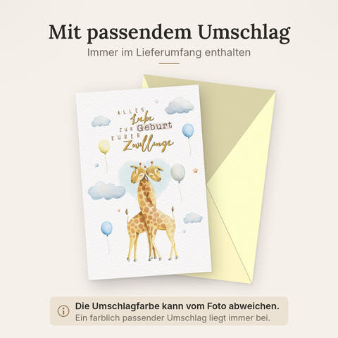 Doppelkarte mit farblich passendem Umschlag