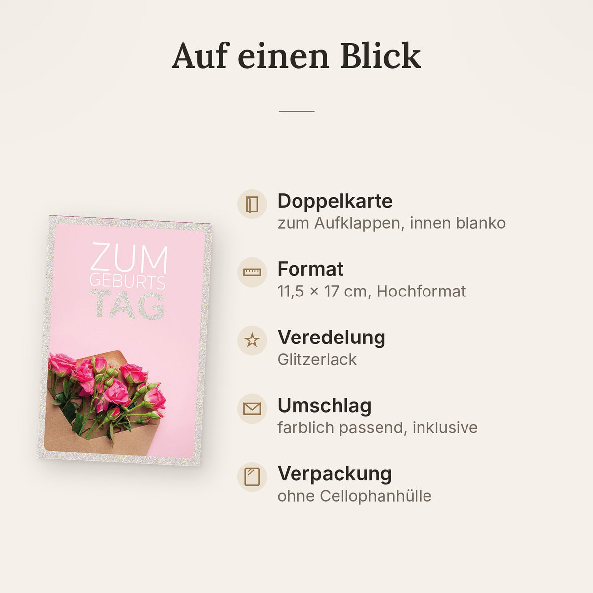 Doppelkarte: Format, Veredelung und Lieferumfang auf einen Blick