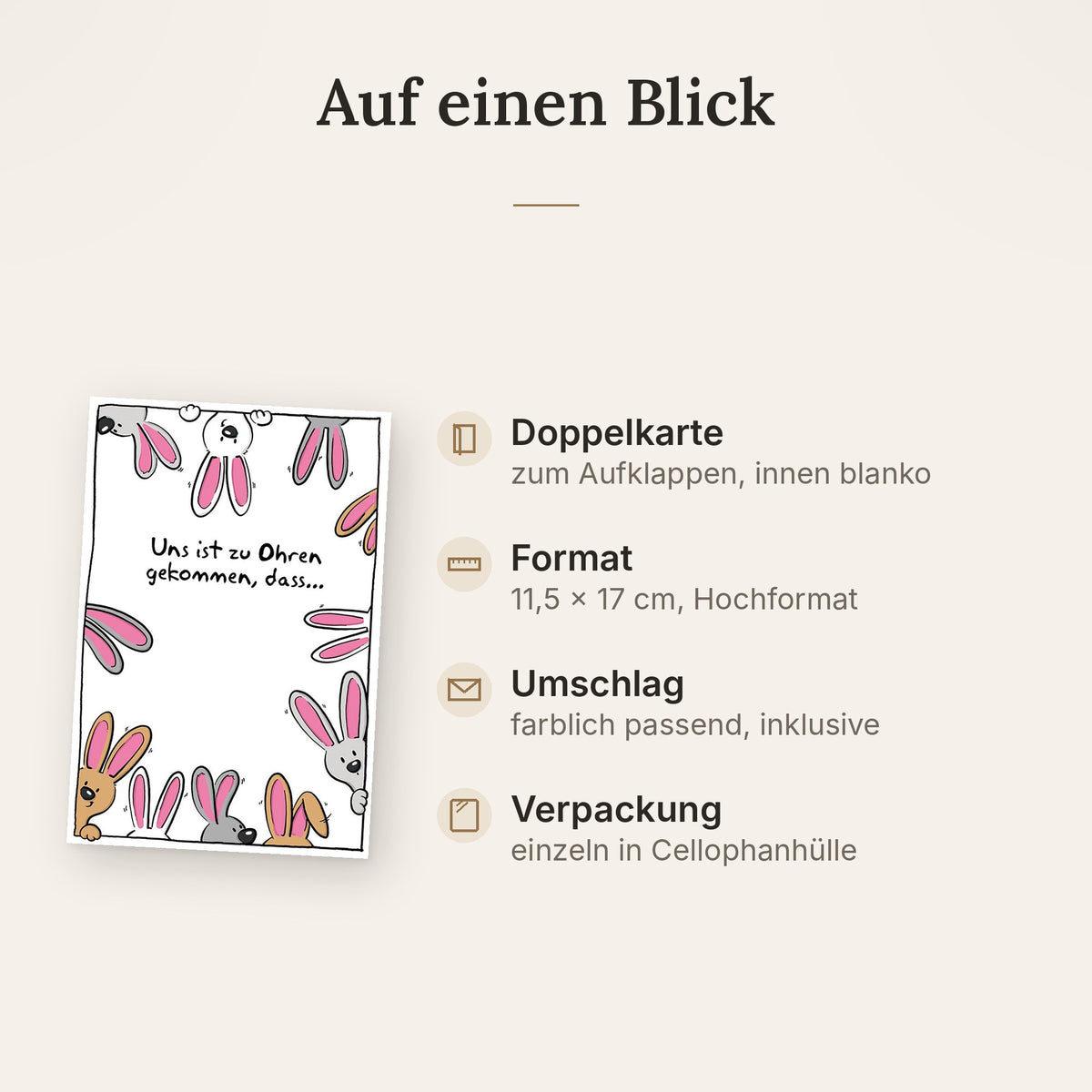 Doppelkarte: Format, Veredelung und Lieferumfang auf einen Blick