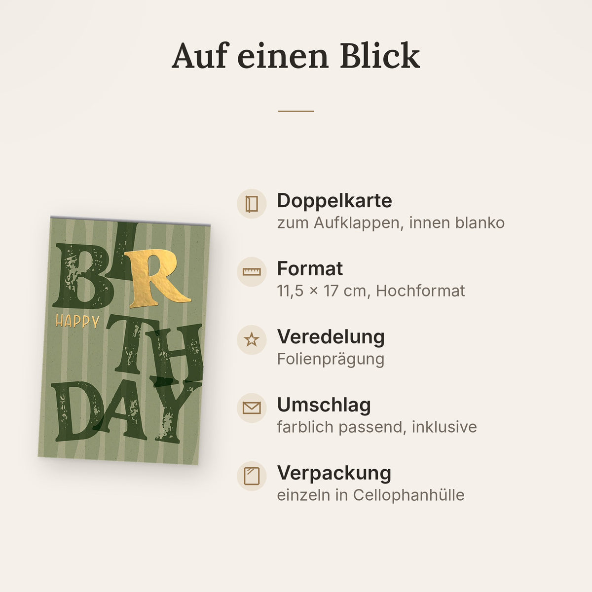 Doppelkarte: Format, Veredelung und Lieferumfang auf einen Blick