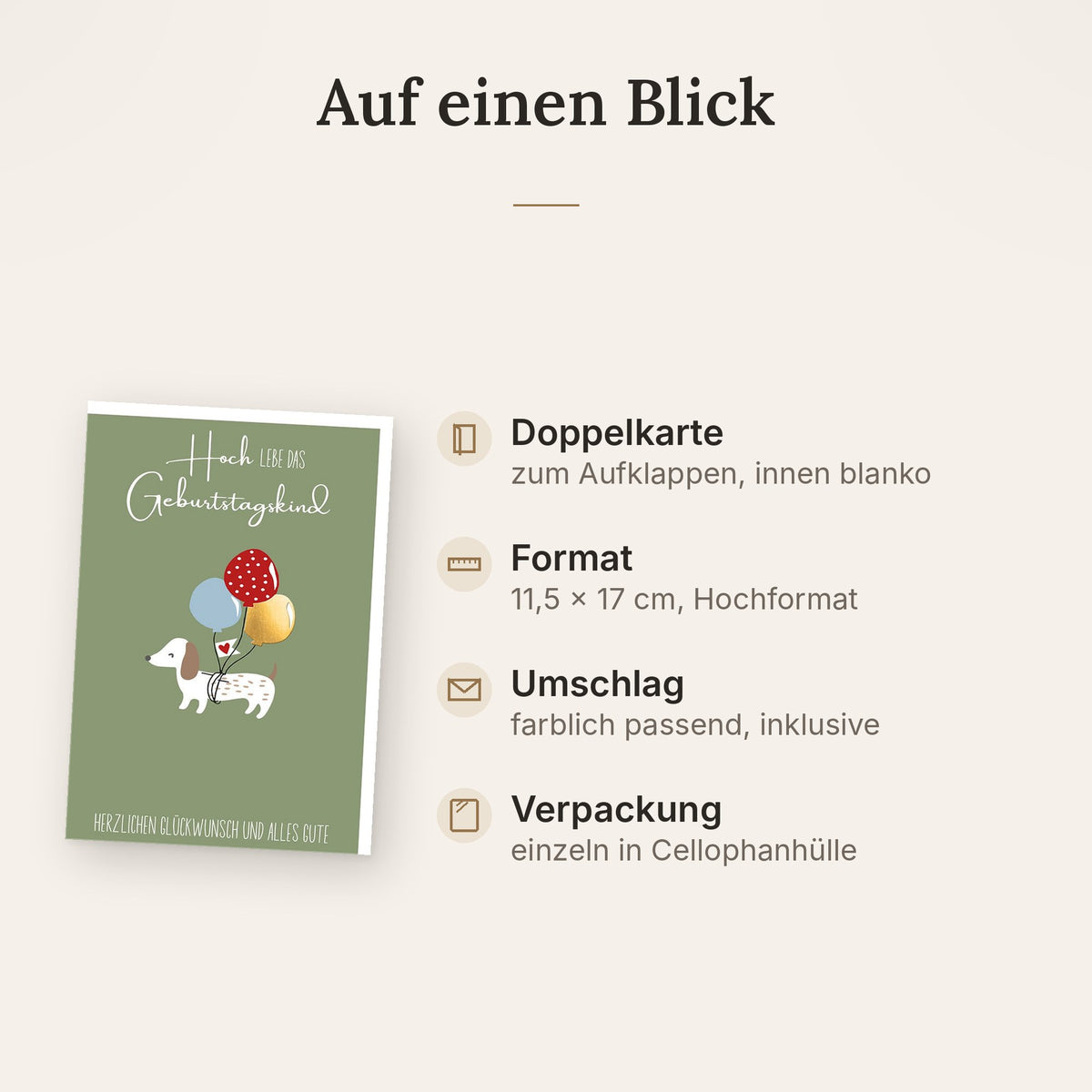 Doppelkarte: Format, Veredelung und Lieferumfang auf einen Blick