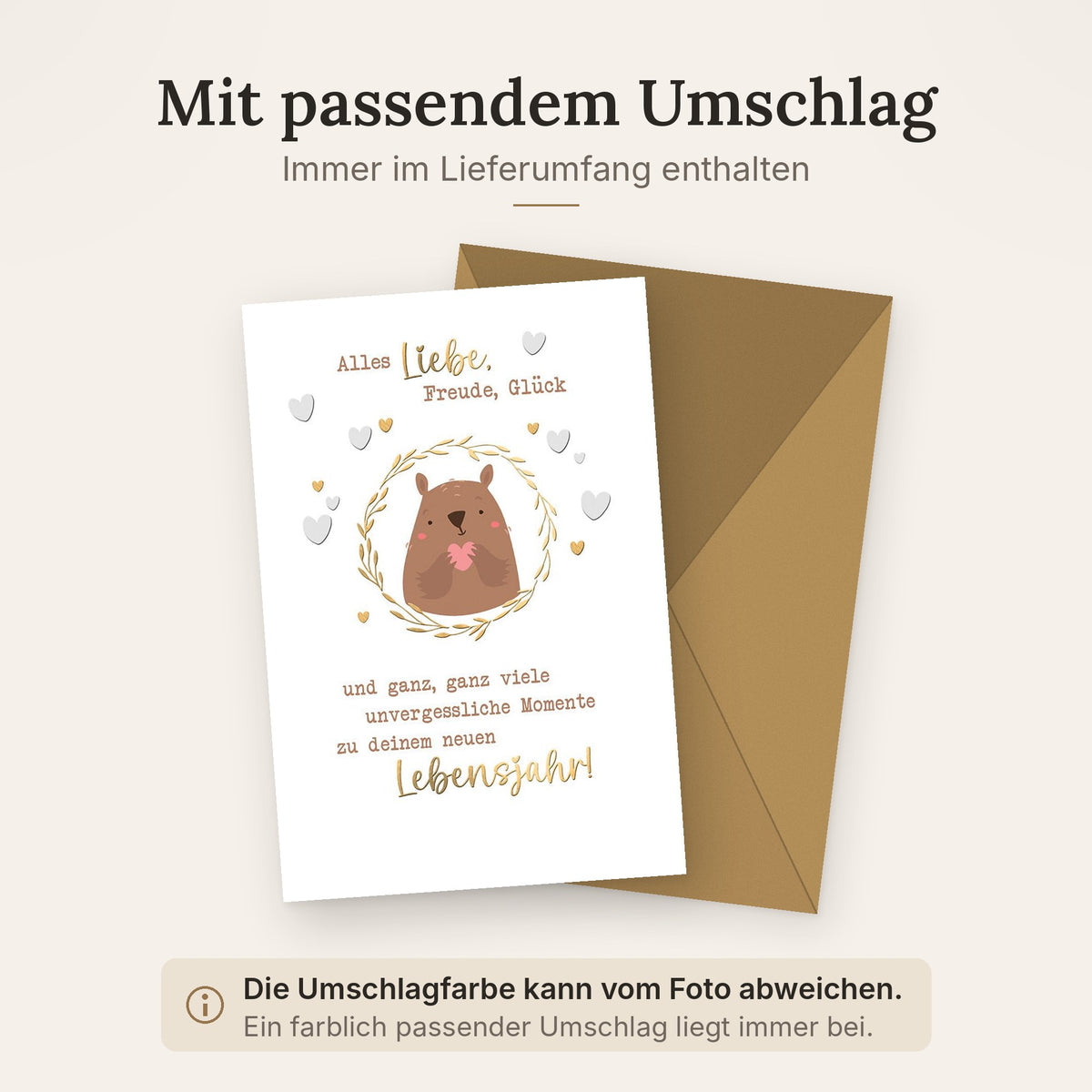 Doppelkarte mit farblich passendem Umschlag