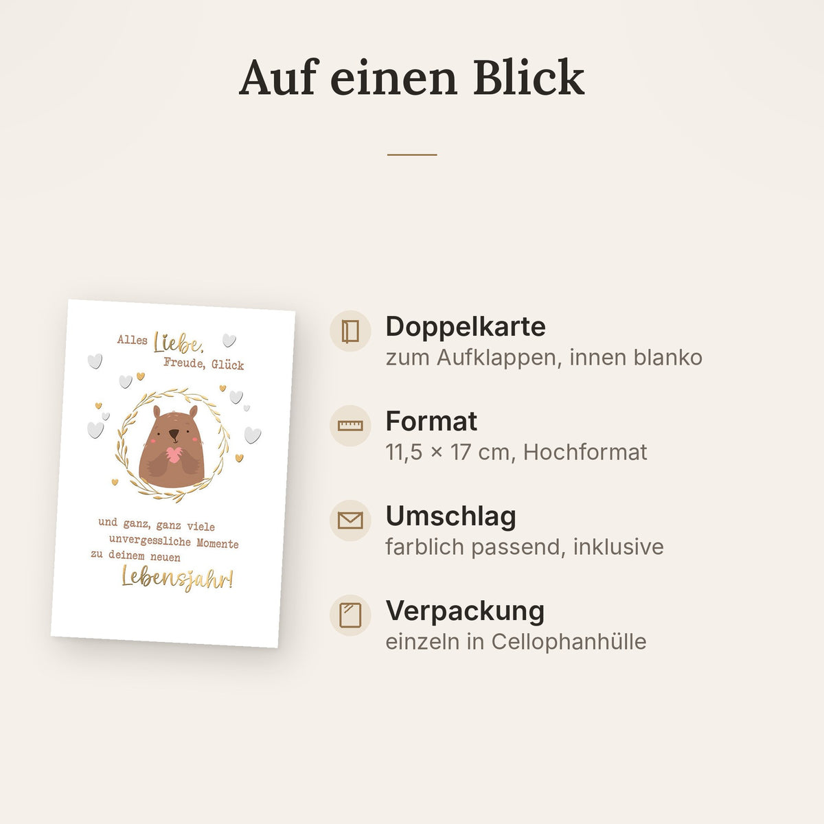 Doppelkarte: Format, Veredelung und Lieferumfang auf einen Blick