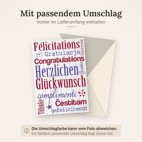 Maxikarte mit farblich passendem Umschlag