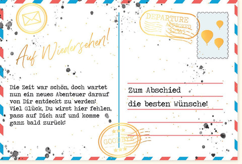 Abschiedskarte für Reise & Neuanfang - Perfekt für Abenteuer, Rückkehr & Wiedersehen, Hochwertige Grußkarte mit Glückwünschen