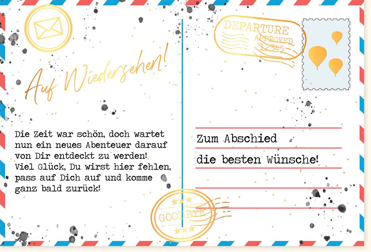 Abschiedskarte für Reise & Neuanfang - Perfekt für Abenteuer, Rückkehr & Wiedersehen, Hochwertige Grußkarte mit Glückwünschen