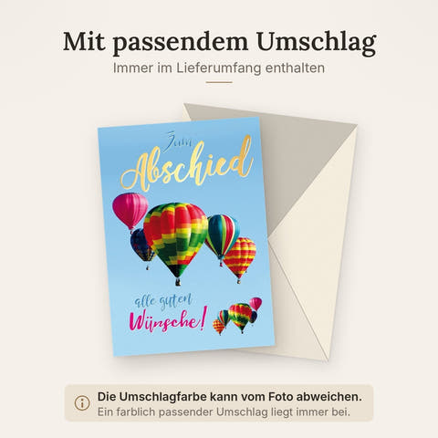 Abschiedskarte Kollege XXL A4 - Bunte Luftballons & Wünsche im Großformat für den Jobwechsel - Große Farewell Grußkarte