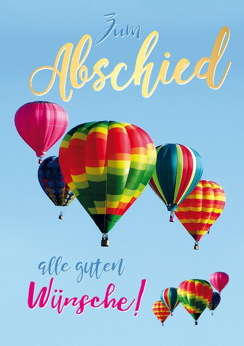 Abschiedskarte Kollege XXL A4 - Bunte Luftballons & Wünsche im Großformat für den Jobwechsel - Große Farewell Grußkarte