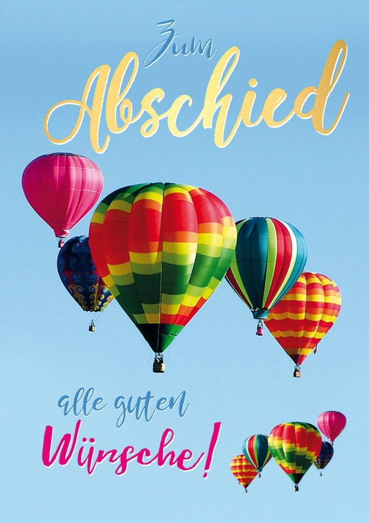 Abschiedskarte Kollege XXL A4 - Bunte Luftballons & Wünsche im Großformat für den Jobwechsel - Große Farewell Grußkarte