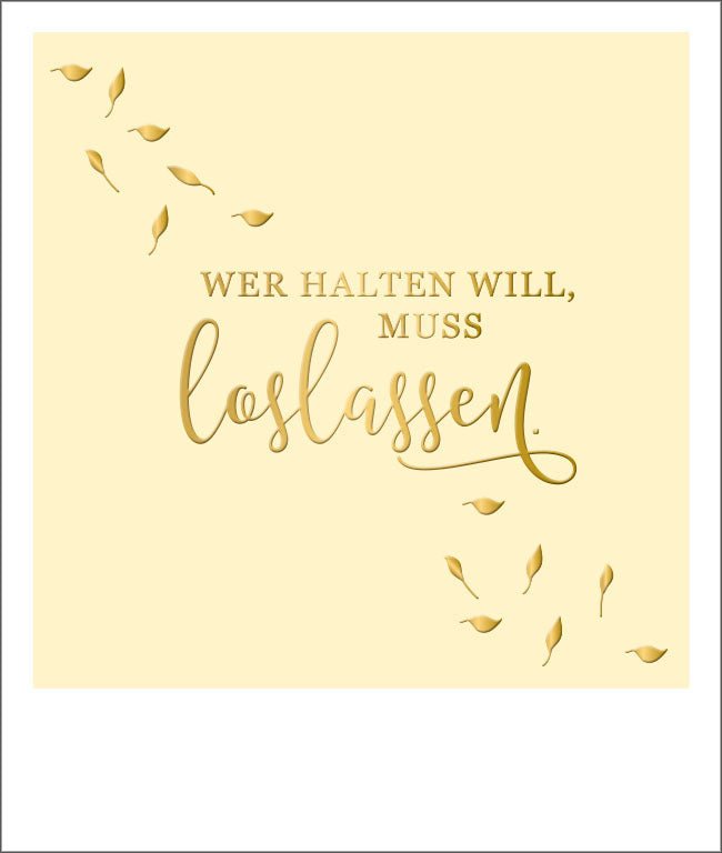 Abschiedskarte Loslassen mit Goldfolie – Inspirierende Postkarte für neue Wege