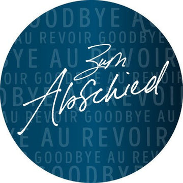 Abschiedskarte mehrsprachig Business - Design mit Schaumstoff - Klebepad auf Pappe