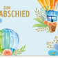 Abschiedskarte mit Blumen & Luftballons - Farbenfrohe Illustration, Kreatives Design, Hochwertige Karte für Verabschiedung und Feier