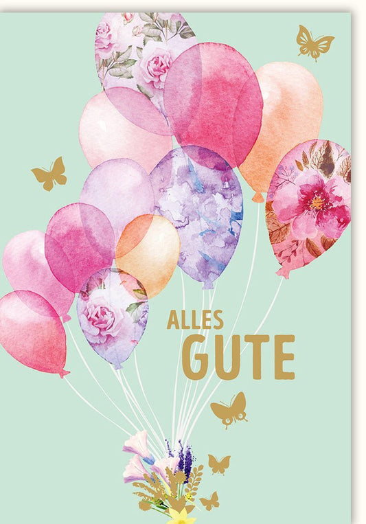 Abschiedskarte mit Pastell - Schmetterlingen & Blumen – Stilvolle Grußkarte für besondere Momente und Verabschiedungen