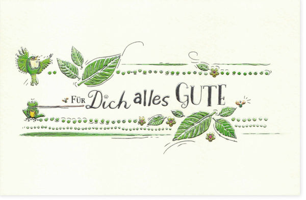 Abschiedskarte Skorpion Sternzeichen - Grüne Glückwunschkarte mit Naturdesign und Kalligraphie