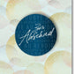 Abschiedskarte - Stilvolles Goodbye mit Wandelbarem Kreis - Design in Blau, Gold & Weiß, Moderne Grußkarte für Farewell & Au Revoir